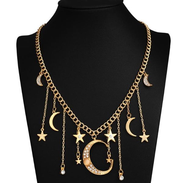 chokers exaggerated crystal star moon necklaces gold color long tassel pendant choker necklace collar boho retro short jewelry charms, Golden;silver
chokers exaggerated crystal star moon necklaces gold color long tassel pendant choker necklace collar boho retro short jewelry charms, Golden;silver