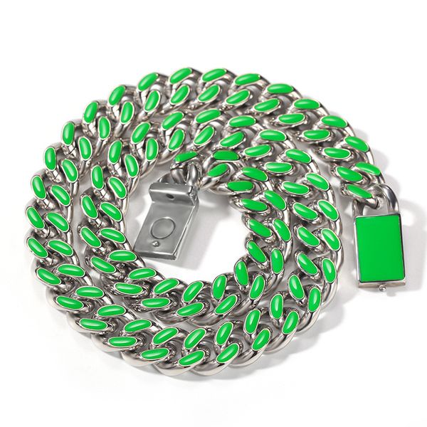 8 colors dripping oil stainless steel cuban miami chain link chorker necklaces for male boys hip hop rock jewelry 18"-20, Silver
8 colors dripping oil stainless steel cuban miami chain link chorker necklaces for male boys hip hop rock jewelry 18"-20, Silver