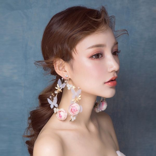 mori temperament personality show thin sweet pink earrings big hoop flower earrings wedding accessories, Silver
mori temperament personality show thin sweet pink earrings big hoop flower earrings wedding accessories, Silver