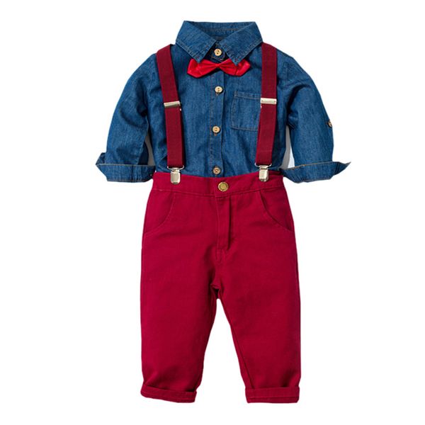 boys clothes denim shirt + red trousers boy shirts suit long-sleeved kids four-pieces suits children autumn and spring base sets, White
boys clothes denim shirt + red trousers boy shirts suit long-sleeved kids four-pieces suits children autumn and spring base sets, White