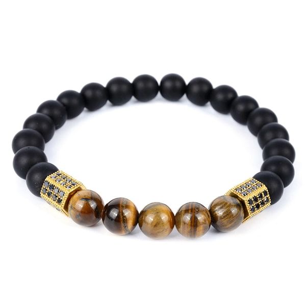 natural 8mm tiger eye stone micro inlay zircon bracelet frosted round beads strand bracelets men jewelry wholesale tr551, Black 
natural 8mm tiger eye stone micro inlay zircon bracelet frosted round beads strand bracelets men jewelry wholesale tr551, Black