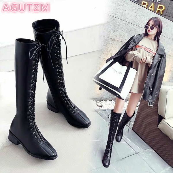 2020 lucyever fashion women cross strap pu leather boots autumn winter knee high boots ladies thick sole platform botas mujer, Black
2020 lucyever fashion women cross strap pu leather boots autumn winter knee high boots ladies thick sole platform botas mujer, Black