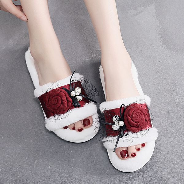 luxury wedding rose slippers ladies fall winter indoor nonslip flats fashion pearl air mesh fur slides mujer warm silk babouche, Black
luxury wedding rose slippers ladies fall winter indoor nonslip flats fashion pearl air mesh fur slides mujer warm silk babouche, Black