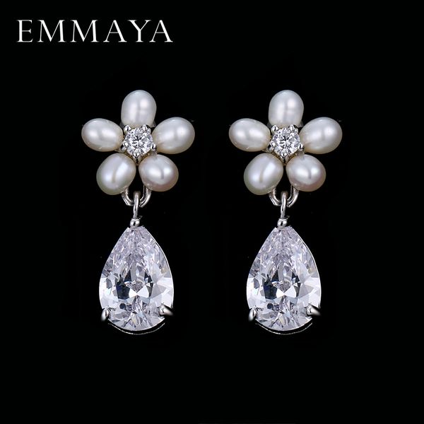 emmaya romantic love white cz flower imitation pearl stud earrings for women wedding jewelry gift, Golden;silver
emmaya romantic love white cz flower imitation pearl stud earrings for women wedding jewelry gift, Golden;silver