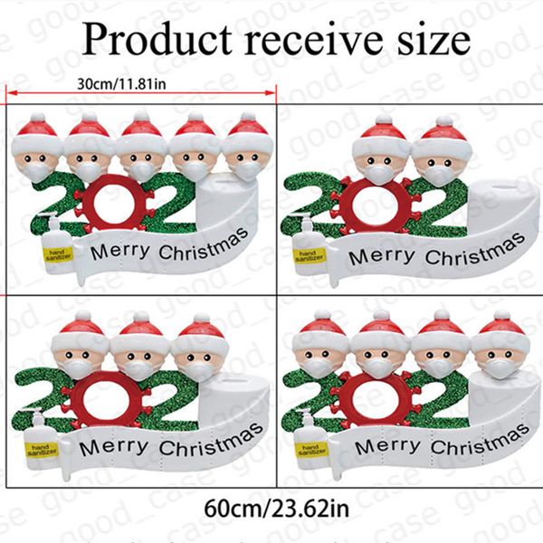 2020 Quarantine Family Sticker Novel Christmas Ornament Posters With Face Mask Snowman Wall Window Decorations Xmas Cards Party Favor F91403