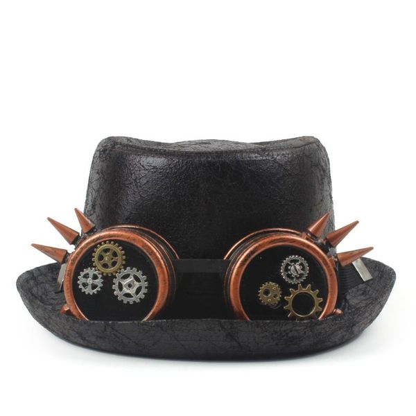 steampunk porkpie hats for mem 100% leather pork pie hat dad flat fedora cosplay boater hat with steam punk glasses, Blue;gray
steampunk porkpie hats for mem 100% leather pork pie hat dad flat fedora cosplay boater hat with steam punk glasses, Blue;gray