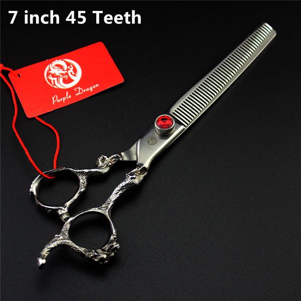 purple dragon 7 inch dragon handle hair thinning scissor shear dense teeth 45 teeth chunker pet dog grooming shear 
purple dragon 7 inch dragon handle hair thinning scissor shear dense teeth 45 teeth chunker pet dog grooming shear