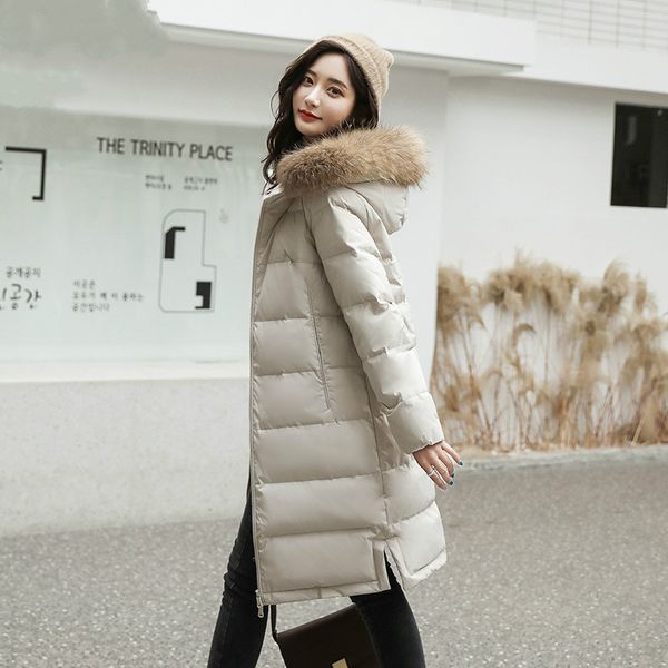 women's down & parkas jacket korean coat female hooded raccoon dog fur collar 90% white duck coats mujeres abrigos pph1648, Black
women's down & parkas jacket korean coat female hooded raccoon dog fur collar 90% white duck coats mujeres abrigos pph1648, Black