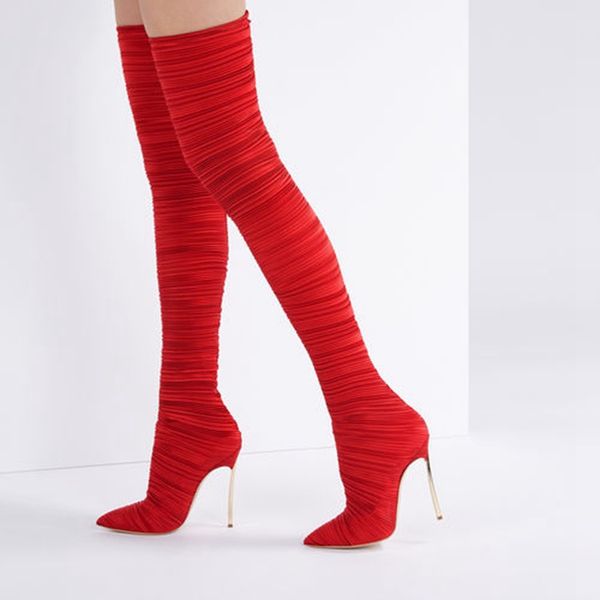new women blade heels pleated velvet thigh boots lady metal high heels over the knee pointed toe female slip on botas shoes, Black
new women blade heels pleated velvet thigh boots lady metal high heels over the knee pointed toe female slip on botas shoes, Black