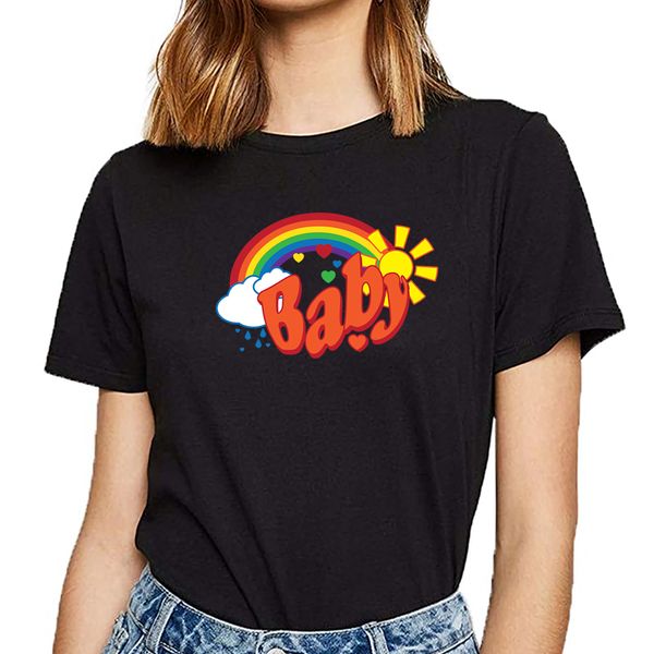 t shirt women rainbow baby basic black print female tshirt 
t shirt women rainbow baby basic black print female tshirt