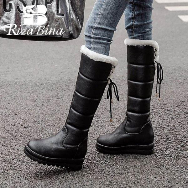 boots rizabina snow winter warm knee high for women solid color round toe flats shoes fur footwear size 32-43, Black
boots rizabina snow winter warm knee high for women solid color round toe flats shoes fur footwear size 32-43, Black