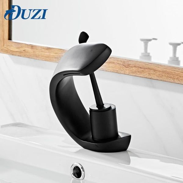 basin faucet for bathroom and cold waterfall basin faucet mixer water matte black solid brass unique design sink mixer taps