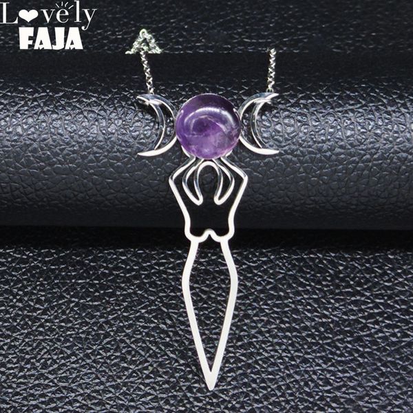 pendant necklaces 2021 fashion witchcraft goddess of the moon stainless steel necklace for women purple crystal jewelry bisuteria n20124, Silver
pendant necklaces 2021 fashion witchcraft goddess of the moon stainless steel necklace for women purple crystal jewelry bisuteria n20124, Silver
