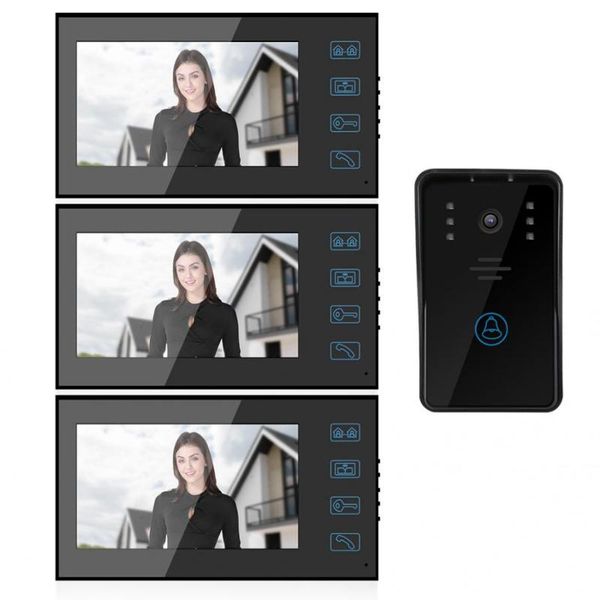 7in wired touch door intercom entry system visual night vision rainproof doorbell (100-240v