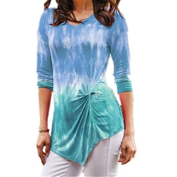 women tie-dye t-shirts fashion trend gradient kink long sleeve v-neck tee designer female loose casual long section tshirt clothes, White
women tie-dye t-shirts fashion trend gradient kink long sleeve v-neck tee designer female loose casual long section tshirt clothes, White