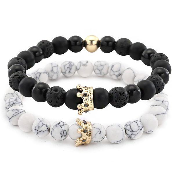beaded, strands jingzeyi fashion explosion model natural white volcanic stone black mixed with micro-inlaid crown bracelet bangles set
beaded, strands jingzeyi fashion explosion model natural white volcanic stone black mixed with micro-inlaid crown bracelet bangles set