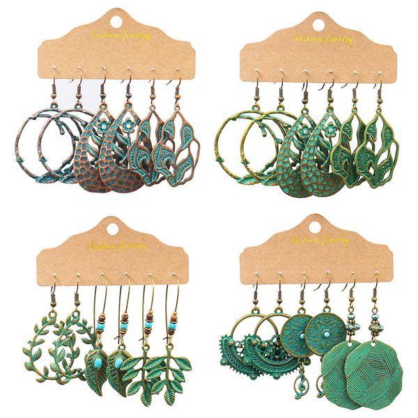 bronze green color geometric big round leaf flower shape drop earrings set for women girls vintage boho ethnic jewelry kolczyki, Silver
bronze green color geometric big round leaf flower shape drop earrings set for women girls vintage boho ethnic jewelry kolczyki, Silver