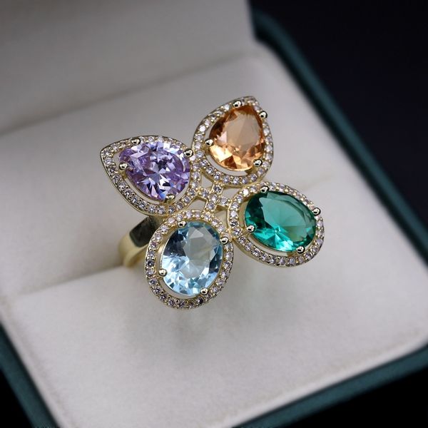 luxury flower cubic zirconia big rings for women colorful crystal stone open adjustable finger ring gold color wedding jewelry, Golden;silver
luxury flower cubic zirconia big rings for women colorful crystal stone open adjustable finger ring gold color wedding jewelry, Golden;silver