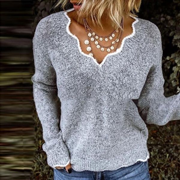 lace flaky clouds v-neck sweater 2020 spring women new autumn winter sweater simple casual full fleece warm clothes, White;black 
lace flaky clouds v-neck sweater 2020 spring women new autumn winter sweater simple casual full fleece warm clothes, White;black