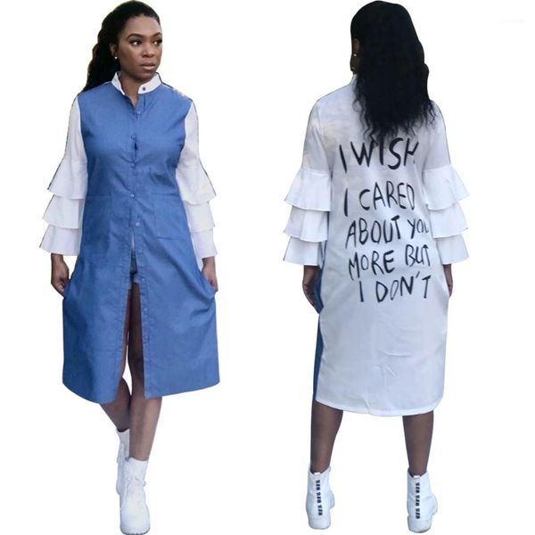 breasted panelled letter loose casual dress famale summer clothes women ruffle sleeves denim dress single, Black;gray
breasted panelled letter loose casual dress famale summer clothes women ruffle sleeves denim dress single, Black;gray