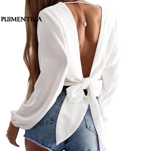 puimentiua women backless bandage bow blouses long sleeve v-neck cropped shirts female white elegant office lady blusa
puimentiua women backless bandage bow blouses long sleeve v-neck cropped shirts female white elegant office lady blusa