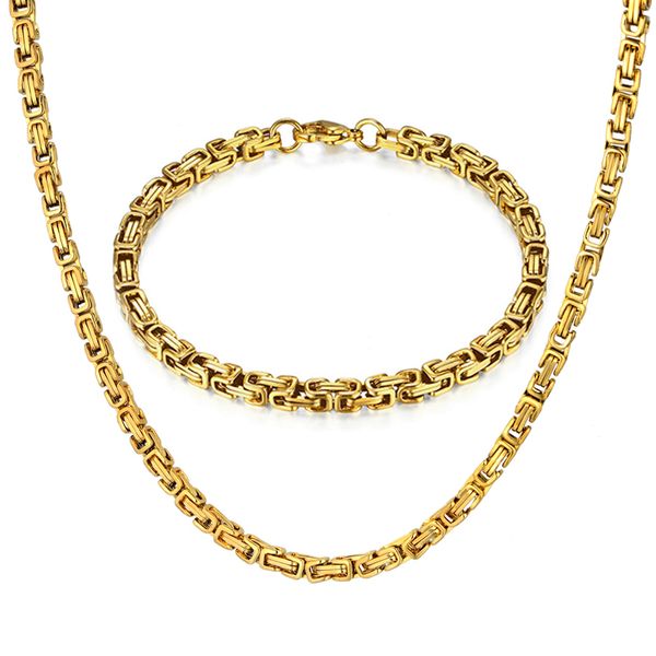 316l stainless steel jewelry set hip hop gold color byzantine chain bracelet & necklace set for men wholesale men jewelry, Silver
316l stainless steel jewelry set hip hop gold color byzantine chain bracelet & necklace set for men wholesale men jewelry, Silver