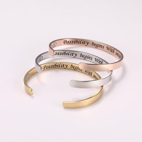 charm bracelets rose gold engraved stainless steel bracelet possibility begins with imagination fashion simple, Golden;silver
charm bracelets rose gold engraved stainless steel bracelet possibility begins with imagination fashion simple, Golden;silver