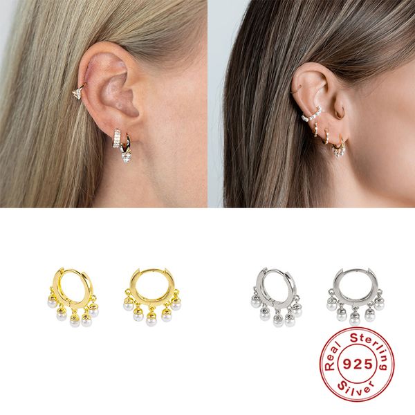 hoop & huggie 100% 925 sterling silver earrings for women earring pearl pendant brinco fine jewelry oorbellen couple gift, Golden;silver 
hoop & huggie 100% 925 sterling silver earrings for women earring pearl pendant brinco fine jewelry oorbellen couple gift, Golden;silver