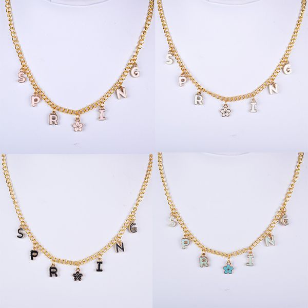 enamel sakura flower spring necklace season word alphabet letter initial necklace jewelry choker women fashion custom jewellery, Silver
enamel sakura flower spring necklace season word alphabet letter initial necklace jewelry choker women fashion custom jewellery, Silver