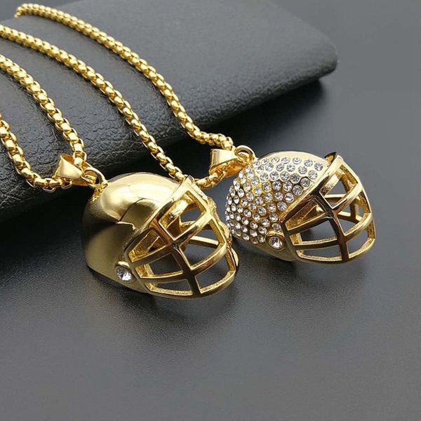 pendant necklaces hip hop rhinestones paved bling iced out gold color stainless steel football helmet pendants for men rapper jewelry, Silver
pendant necklaces hip hop rhinestones paved bling iced out gold color stainless steel football helmet pendants for men rapper jewelry, Silver