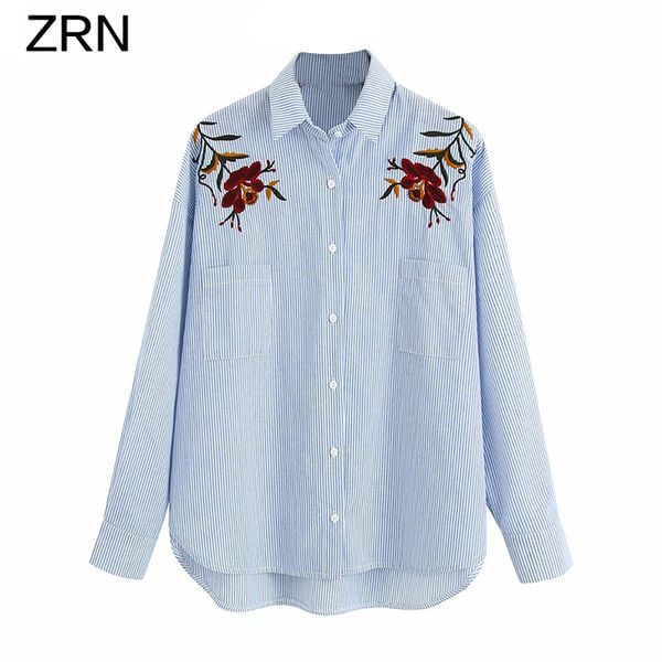 women's blouses & shirts zrn women 2021 fashion vintage striped shirt embroidery floral blouse autumn blusa pockets button-up female ch, White
women's blouses & shirts zrn women 2021 fashion vintage striped shirt embroidery floral blouse autumn blusa pockets button-up female ch, White