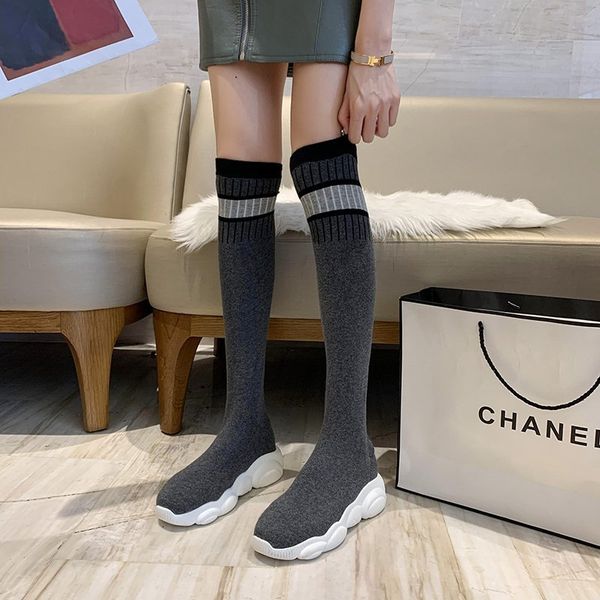slip on women loog socks boots round toe weave over the knee boots women botas mujer rubber flat for high, Black
slip on women loog socks boots round toe weave over the knee boots women botas mujer rubber flat for high, Black