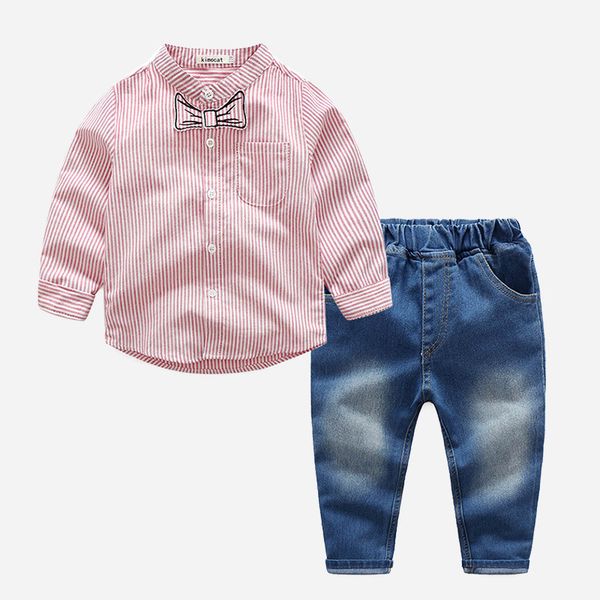 toddler boys long-sleeved striped shirt, children's casual jeans suit, gentleman, White
toddler boys long-sleeved striped shirt, children's casual jeans suit, gentleman, White