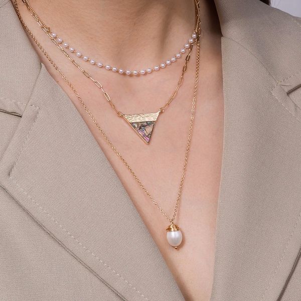 pendant necklaces natural colored abalone shell geometric triangle jewelry freshwater pearl necklace multi-layered ins choker, Silver
pendant necklaces natural colored abalone shell geometric triangle jewelry freshwater pearl necklace multi-layered ins choker, Silver