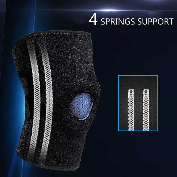 1 pair patella knee brace with side 4 springs support stabilizer hole silica gel pad protector breathable kneepad tendon sprains, Black;gray
1 pair patella knee brace with side 4 springs support stabilizer hole silica gel pad protector breathable kneepad tendon sprains, Black;gray