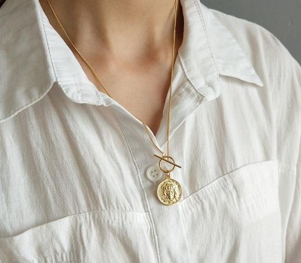 925 sterling silver ms portrait necklace gold round coin wild figure necklace silver-sweater chain for women jewelry charms88, Golden
925 sterling silver ms portrait necklace gold round coin wild figure necklace silver-sweater chain for women jewelry charms88, Golden