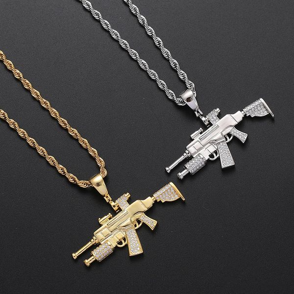 hip hop cz stone paved bling iced outniper rifle cs go gun pendants necklaces for men rapper jewelry drop shipping, Silver
hip hop cz stone paved bling iced outniper rifle cs go gun pendants necklaces for men rapper jewelry drop shipping, Silver