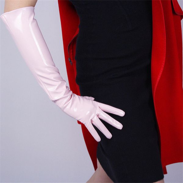 five fingers gloves 2021 patent leather long 50cm section emulation pu mirror bright light pink cherry pu35, Blue;gray
five fingers gloves 2021 patent leather long 50cm section emulation pu mirror bright light pink cherry pu35, Blue;gray