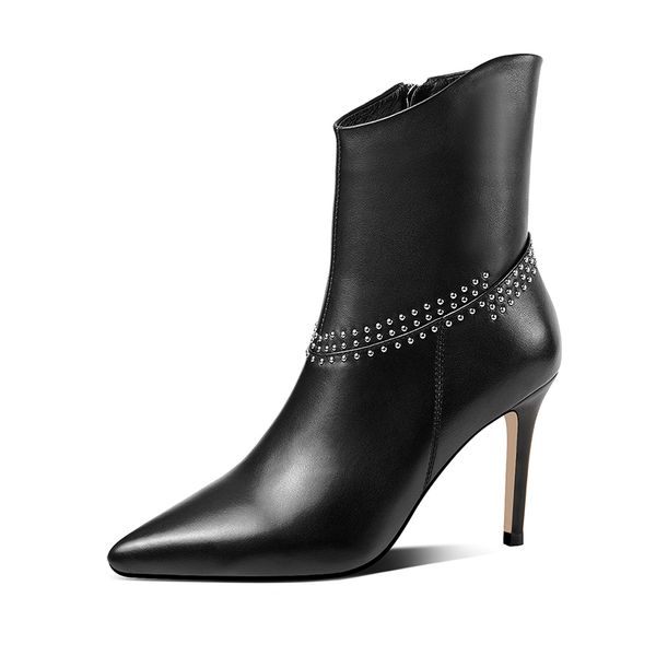 boots elegant women ankle genuine leather thin high heels office ladies autumn winter party dress shoes, Black
boots elegant women ankle genuine leather thin high heels office ladies autumn winter party dress shoes, Black