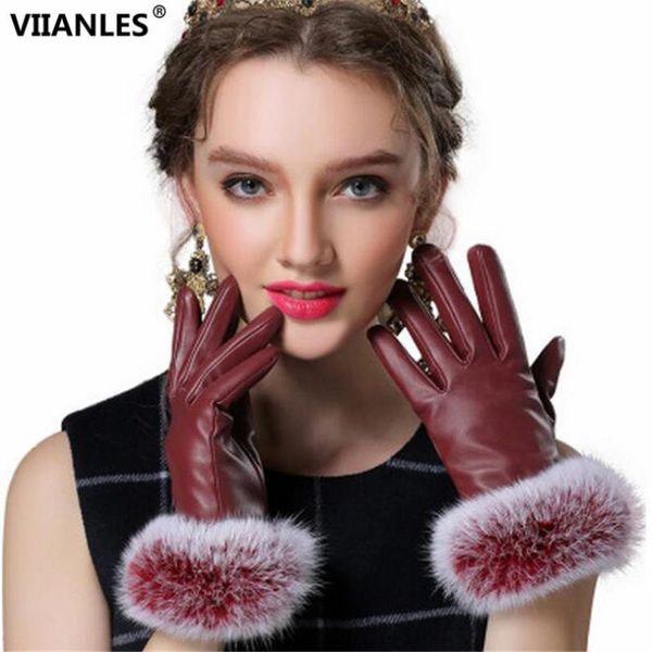 five fingers gloves viianles black pu leather woman fashion lady winter mittens warm fur female guanti full glove, Blue;gray
five fingers gloves viianles black pu leather woman fashion lady winter mittens warm fur female guanti full glove, Blue;gray