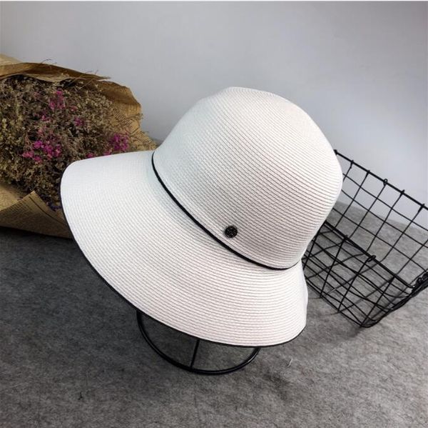 summer japanese simple fisherman's hat women's recreational foldable pot hat straw travel sunscreen sunshade cap, Blue;gray
