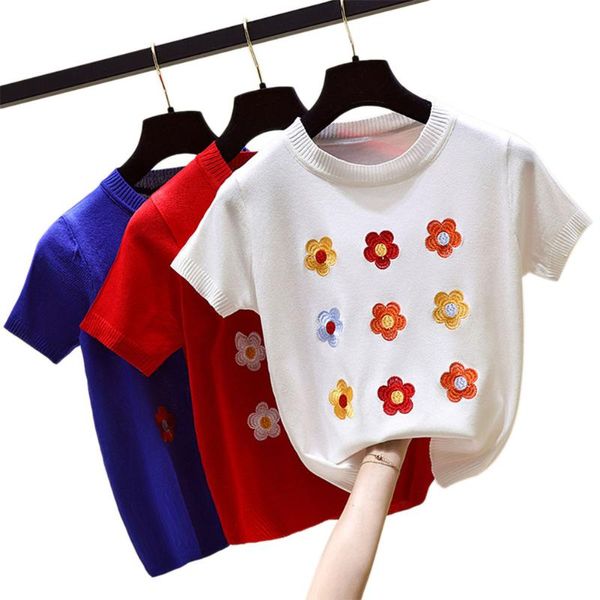 women short sleeve flower knit fashion pullover for work school casual wear, Gray;blue
women short sleeve flower knit fashion pullover for work school casual wear, Gray;blue