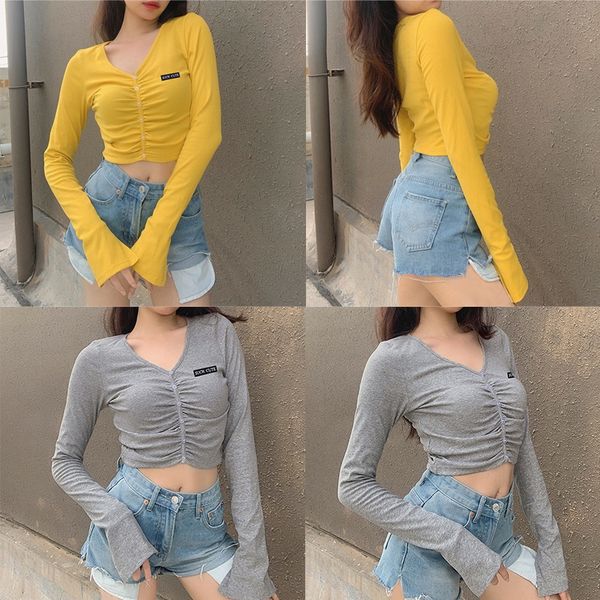 crop top t-shirt хлопок осень вязаные женщины топов streetwear повседневной тощая футболка женская одежда, White
crop top t-shirt хлопок осень вязаные женщины топов streetwear повседневной тощая футболка женская одежда, White