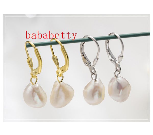 new natural fashion contracted freshwater pearl white irregular 10-12mm earrings, Silver
new natural fashion contracted freshwater pearl white irregular 10-12mm earrings, Silver