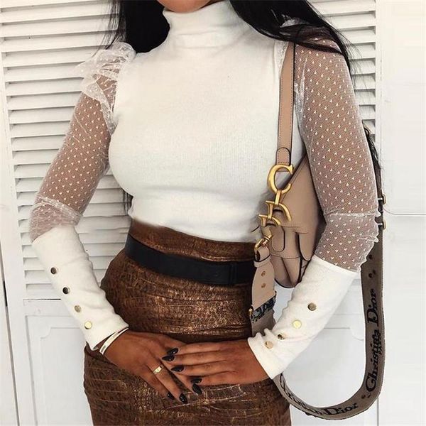 2020 ladies sweater elegant sheer puff long sleeve ladies polka dot sweater office turtleneck streetwear sweaters two colors, White;black
2020 ladies sweater elegant sheer puff long sleeve ladies polka dot sweater office turtleneck streetwear sweaters two colors, White;black