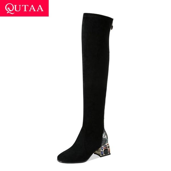 boots qutaa 2021 crystal square high heel over the knee flock toe long zipper autumn winter women shoes size 34-39, Black
boots qutaa 2021 crystal square high heel over the knee flock toe long zipper autumn winter women shoes size 34-39, Black