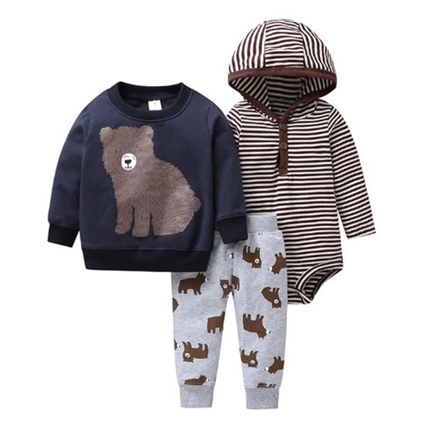 2020 new 3pcs set baby boys girls cartoon t-shirt long sleeved bodysuit print pants pp cotton newborn stripe clothing sets, White
2020 new 3pcs set baby boys girls cartoon t-shirt long sleeved bodysuit print pants pp cotton newborn stripe clothing sets, White