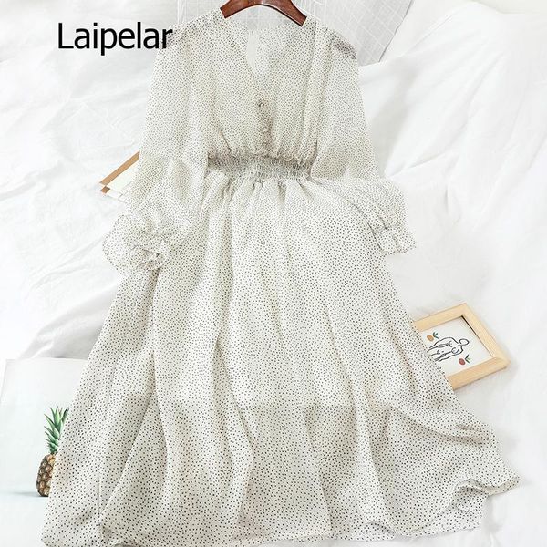 new autumn v neck polka dot slim chiffon dress button puff sleeve high waist elegant women mid-calf dress, Black;gray
new autumn v neck polka dot slim chiffon dress button puff sleeve high waist elegant women mid-calf dress, Black;gray