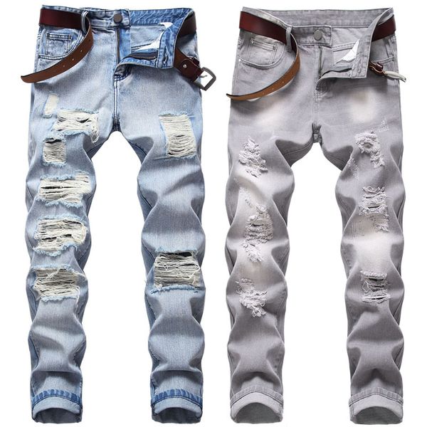 new fashion men straight jeans ripped jeans slim fit pant denim pant long skinny men, Blue
new fashion men straight jeans ripped jeans slim fit pant denim pant long skinny men, Blue