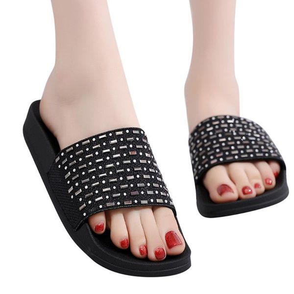 shiny strppy slip on casual slippers rubber summer women's sequins flat soft slippers non-slip rhinestone sandals beach shoe, Black
shiny strppy slip on casual slippers rubber summer women's sequins flat soft slippers non-slip rhinestone sandals beach shoe, Black